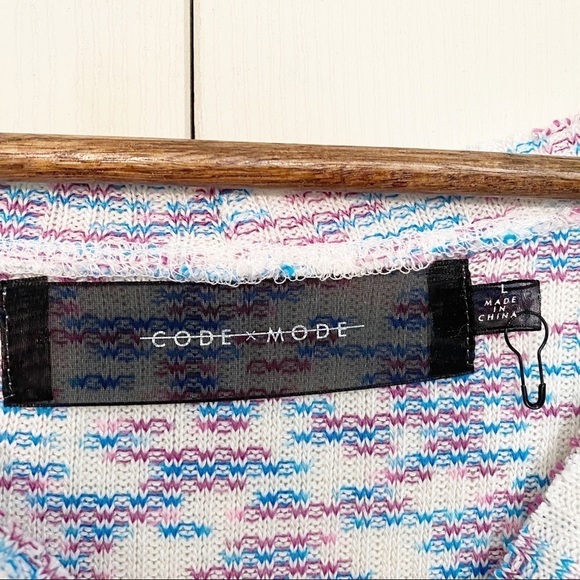 Code X Mode NWOT Pink Blue Ribbed Confetti Sweater - Picture 2 of 8
